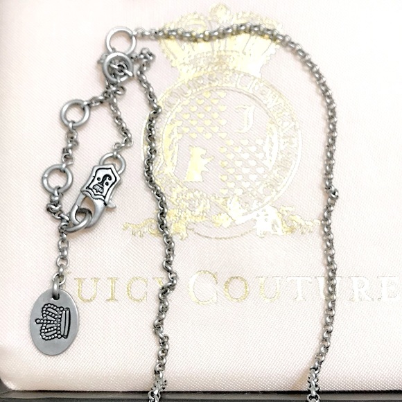 🆕🔥RARE JUICY COUTURE BEAUTIFUL SMALL SILVER BOW NECKLACE/👀👀ALL PICS PLEASE - Picture 6 of 16